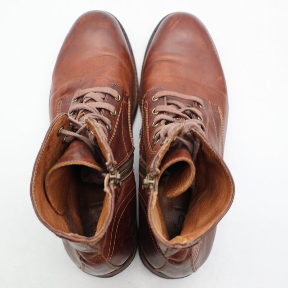 Frye Bowery Men’s Size 10.5 D Lace Up Zipper Chukka Boot Cognac Brown Leather - Picture 10 of 11